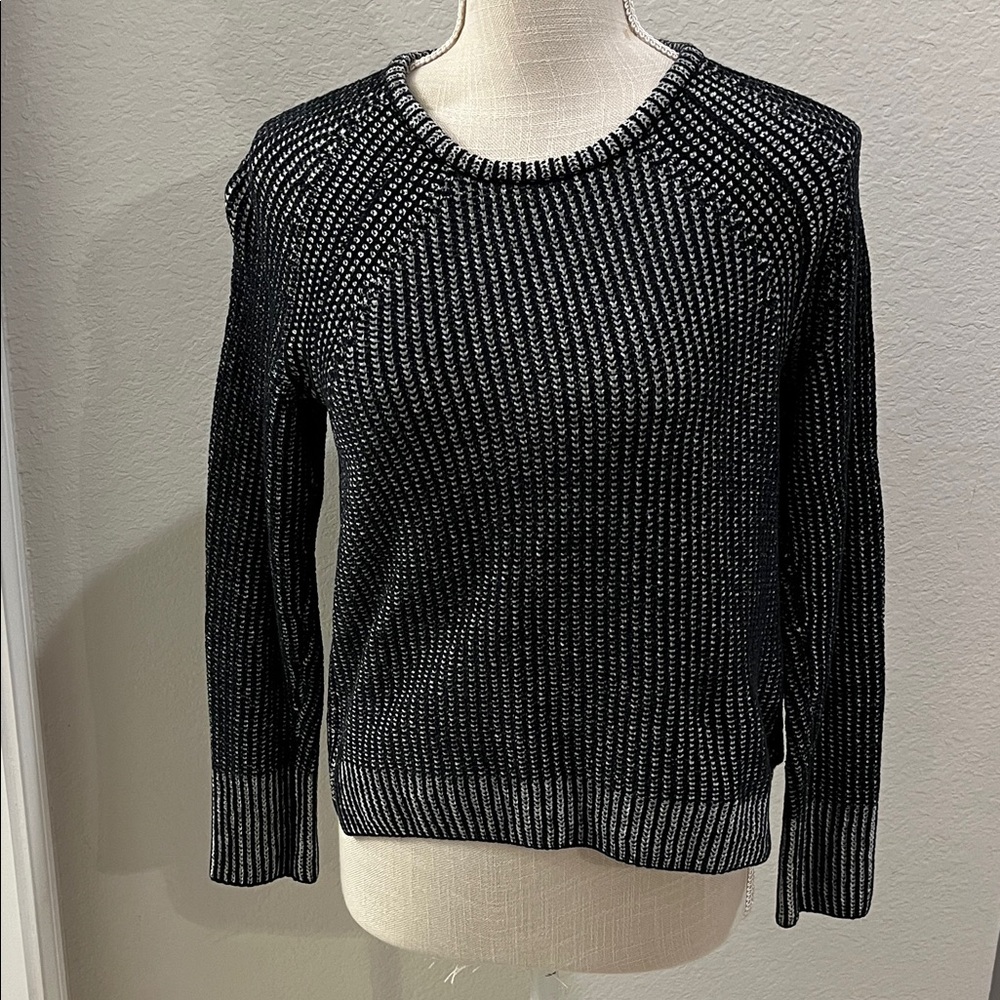 Eileen Fisher Black and White Crew Neck Sweater